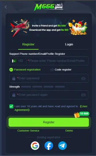 M666 register and login